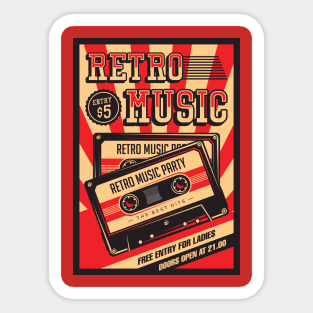 Retro Music Compact Cassette Vintage Sticker